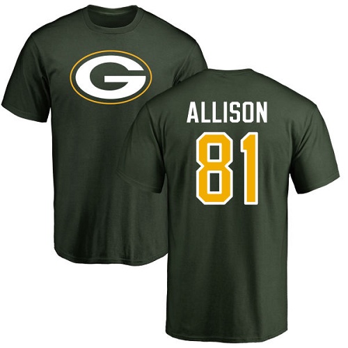 Men Green Bay Packers Green #81 Allison Geronimo Name And Number Logo Nike NFL T Shirt->nfl t-shirts->Sports Accessory